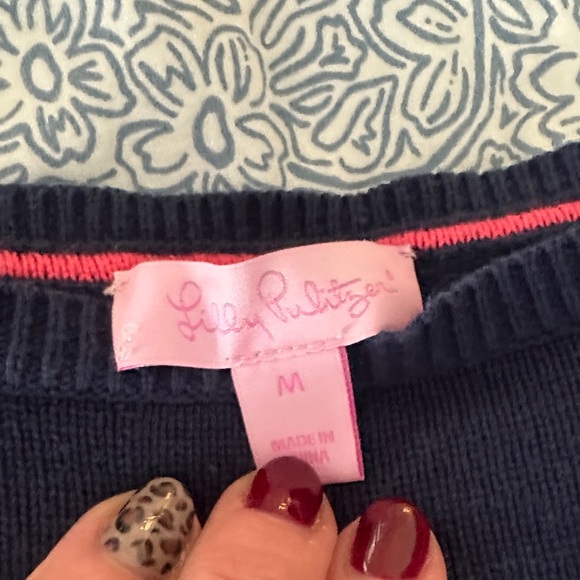 Lilly Pulitzer Navy Sweater “ No Skinny Dipping…. Alone” - Picture 5 of 6